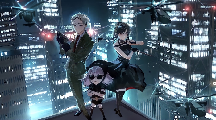 Spy X Family 4K: Yor, Anya, and Loid Forger on a Rooftop