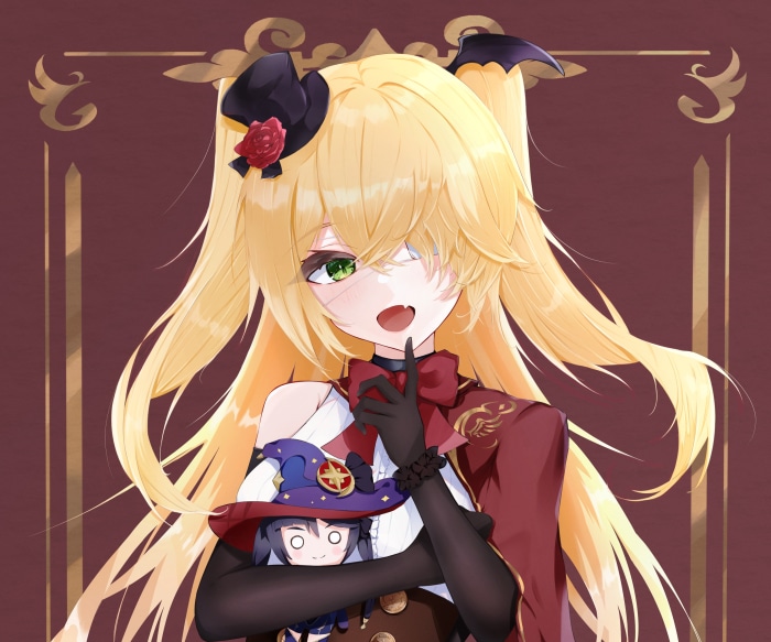Fischl from Genshin Impact with a doll