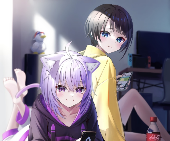 Oozora Subaru and Nekomata Okayu Virtual Youtuber Art