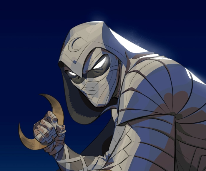 Moon Knight holding a crescent dart
