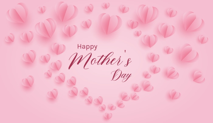 Happy Mother's Day with pink hearts