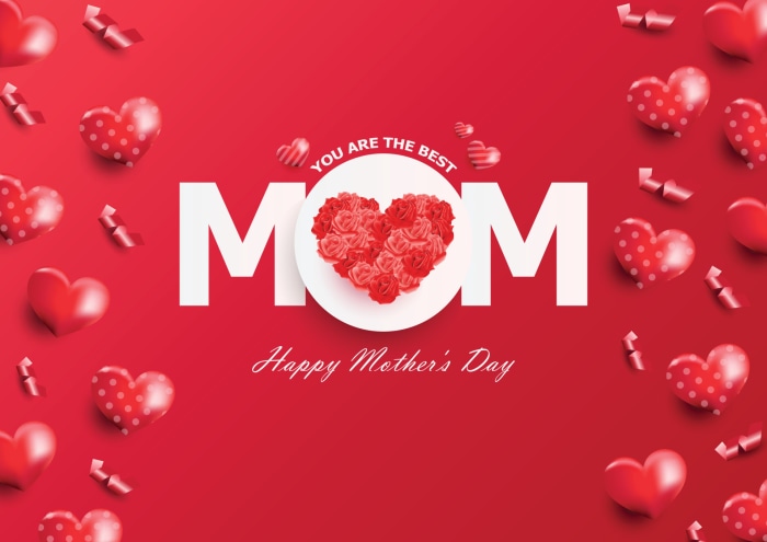 Happy Mother's Day Mom Heart Roses