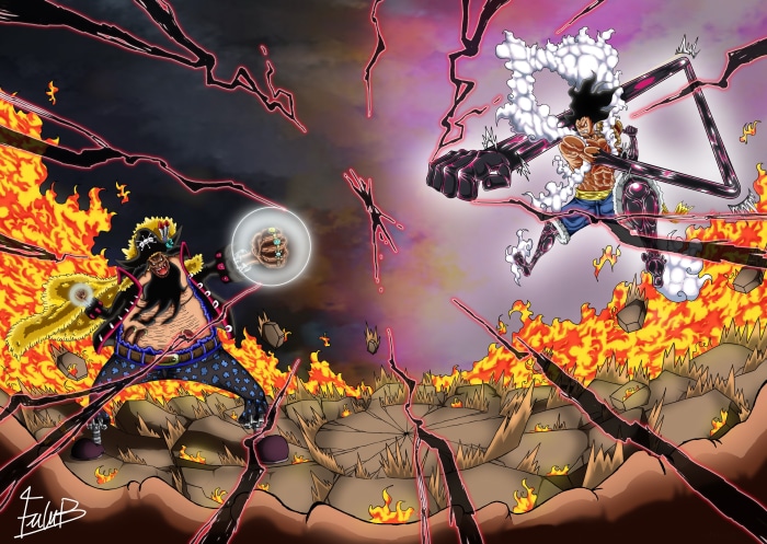 Monkey D. Luffy vs Marshall D. Teach from One Piece 4K