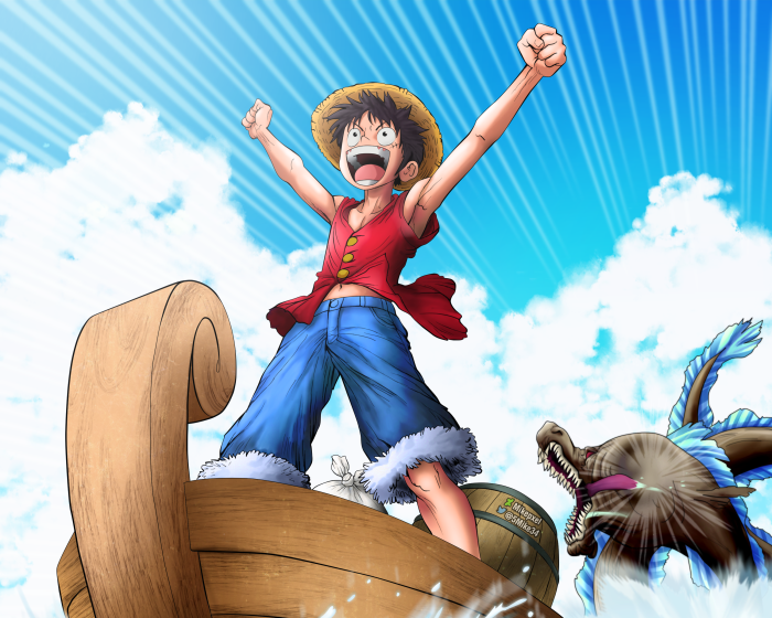 Monkey D. Luffy from One Piece on a ship