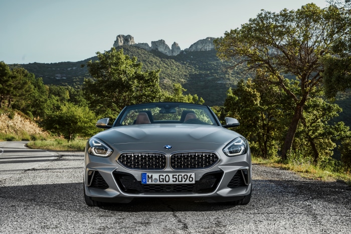 BMW Z4 convertible on a mountain road