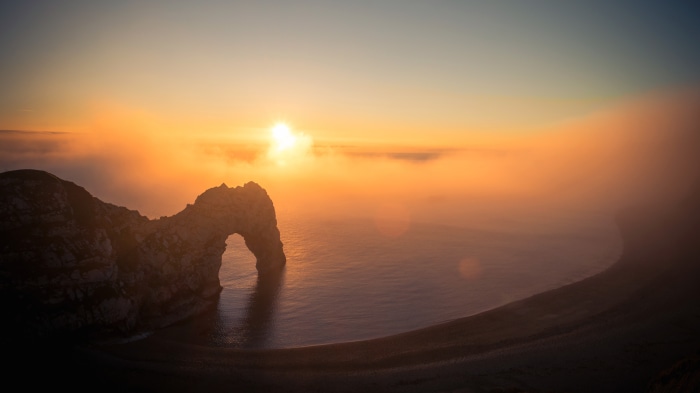 Durdle Door 4K Arch at Sunrise