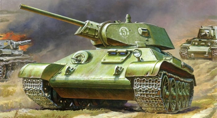 Soviet T-34 tanks in battle