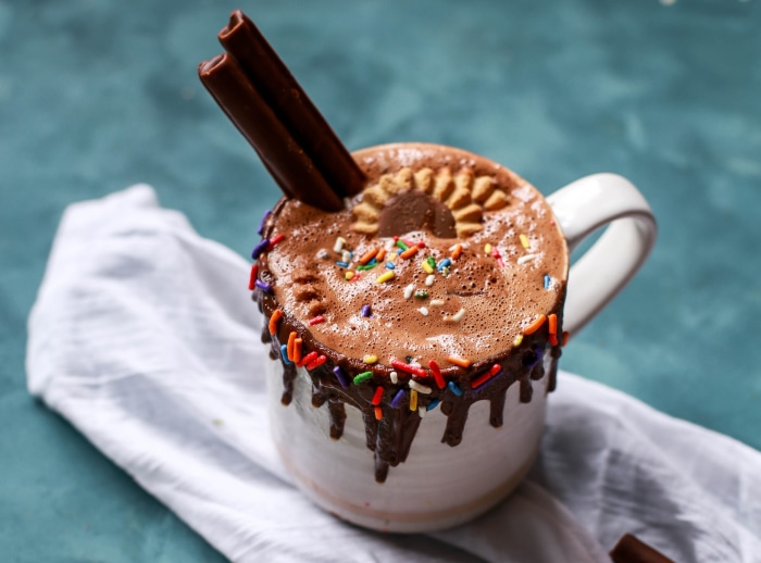 Hot Chocolate with Sprinkles and Chocolate Sticks