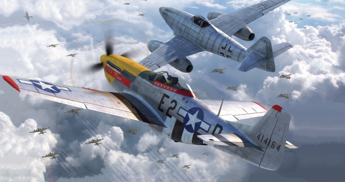 North American P-51 Mustang and Messerschmitt Me 262