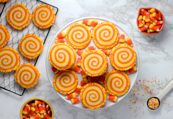 Candy Corn Swirl Cookies with Sprinkles