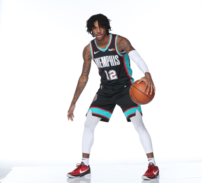 Ja Morant of the Memphis Grizzlies dribbling a basketball