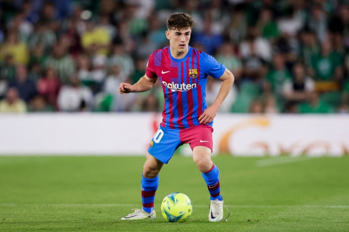 Gavi from FC Barcelona playing soccer