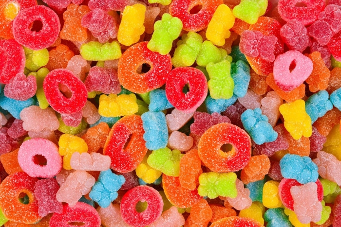 Assortment of colorful gummy candies