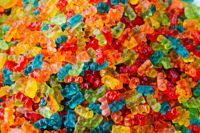 Pile of colorful gummy bears