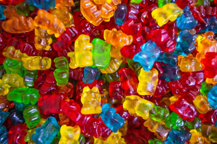 Pile of colorful gummy bears