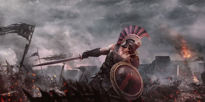 Spartan warrior in battle from Achilles: Legends Untold