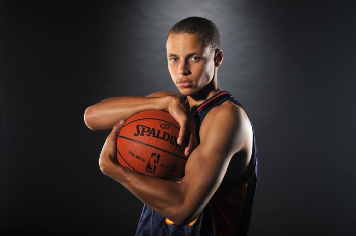 Stephen Curry with Spalding Basketball