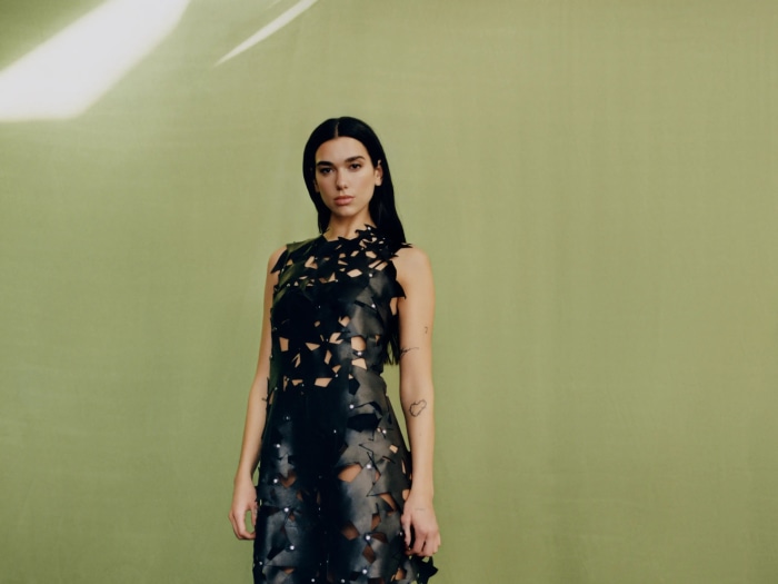 Dua Lipa in a black cutout dress