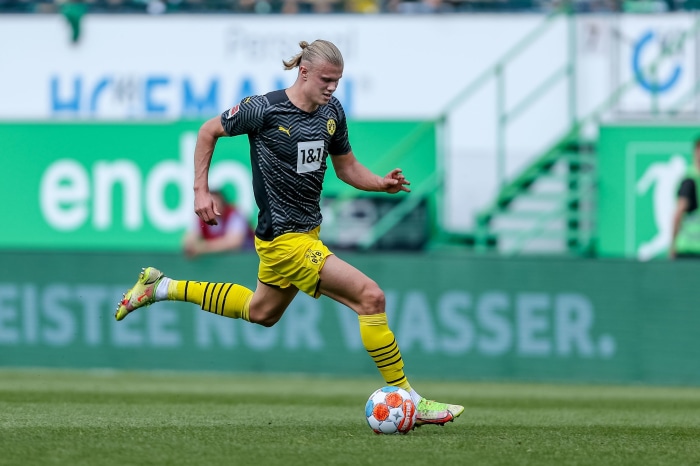 Erling Haaland from Borussia Dortmund playing soccer