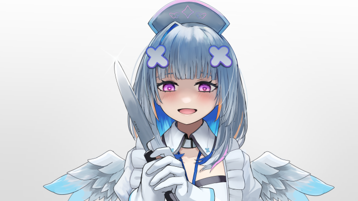 Amane Kanata from Hololive holding a knife