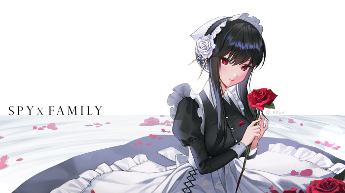 Yor Forger from Spy X Family holding a rose