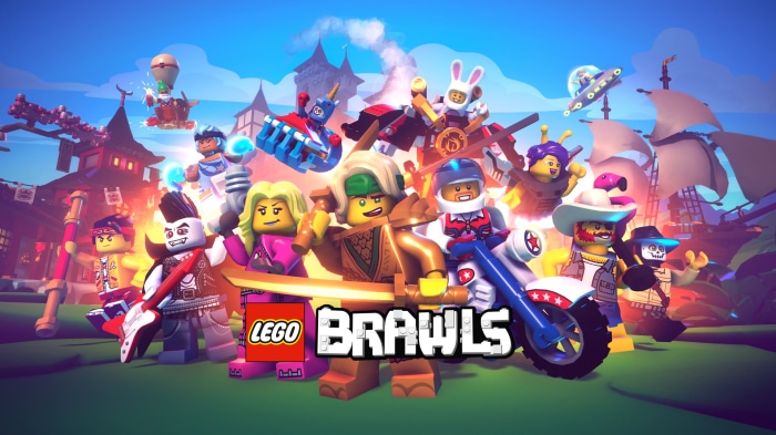 LEGO Brawls characters with logo