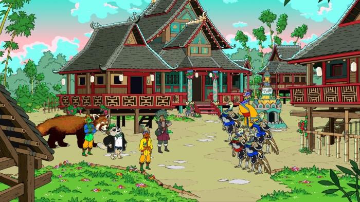 Curious Expedition 2 characters in a village