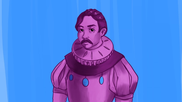 Man in historical costume with ruff collar