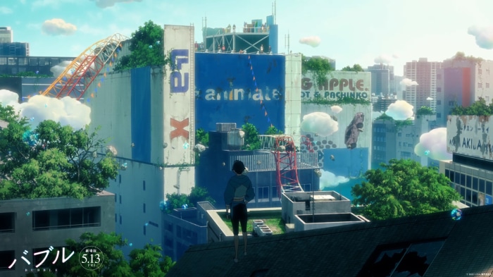 Bubble movie poster with city