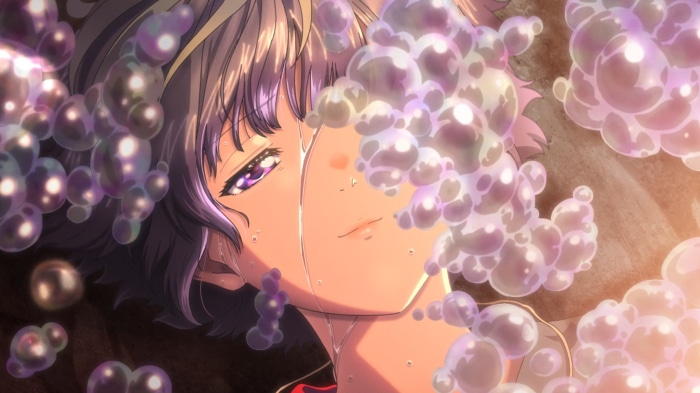 Girl surrounded by bubbles
