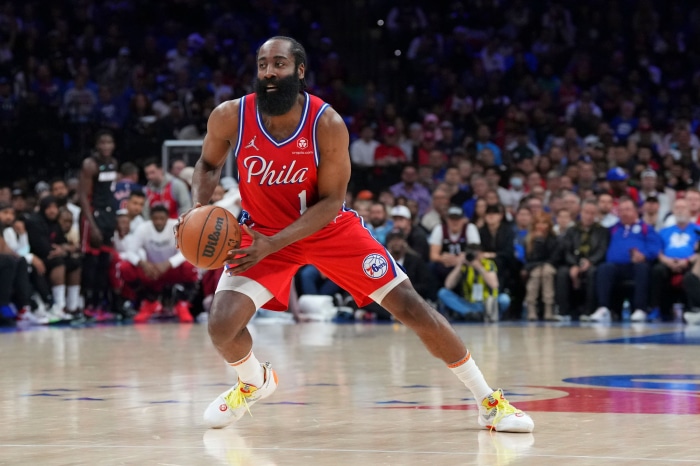 James Harden of Philadelphia 76ers playing basketball