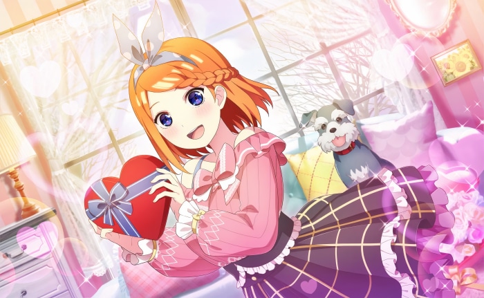Yotsuba Nakano from The Quintessential Quintuplets with a dog