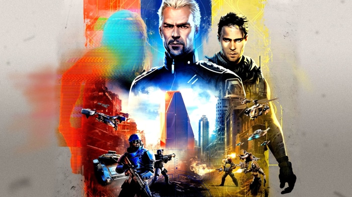 Crossfire: Legion characters and futuristic city