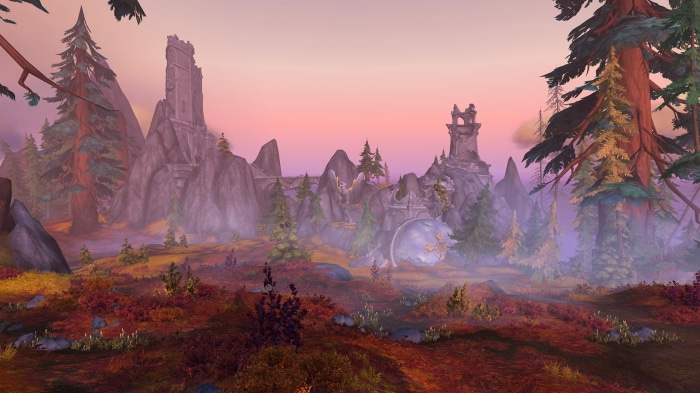 World of Warcraft: Dragonflight landscape with ancient ruins