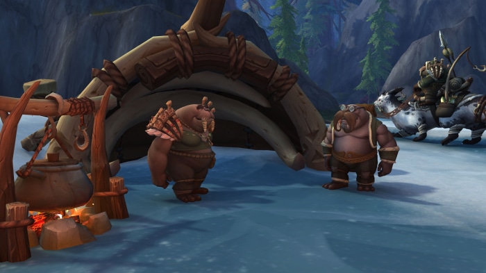 World of Warcraft: Dragonflight characters at a campsite