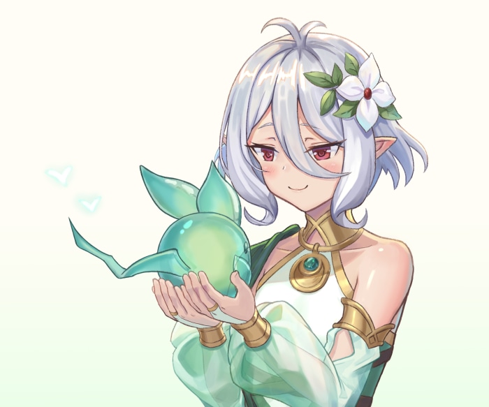Kokoro from Princess Connect! Re:Dive holding a creature