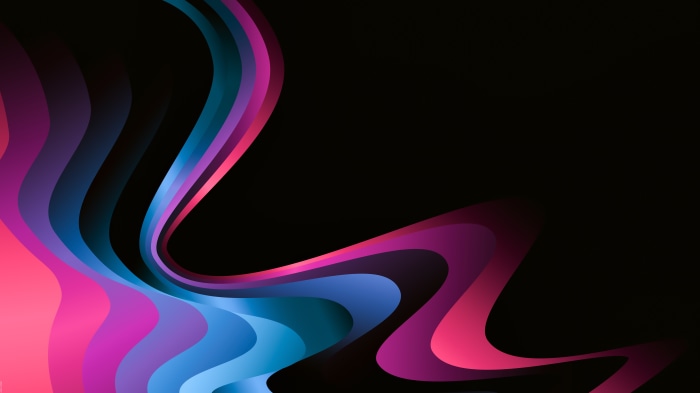 Abstract flowing colorful shapes on black background