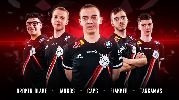 G2 Esports League of Legends team: Broken Blade, Jankos, Caps, Flakked, Targamas