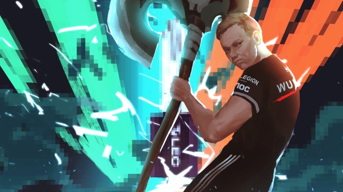 G2 Esports player with axe 4K