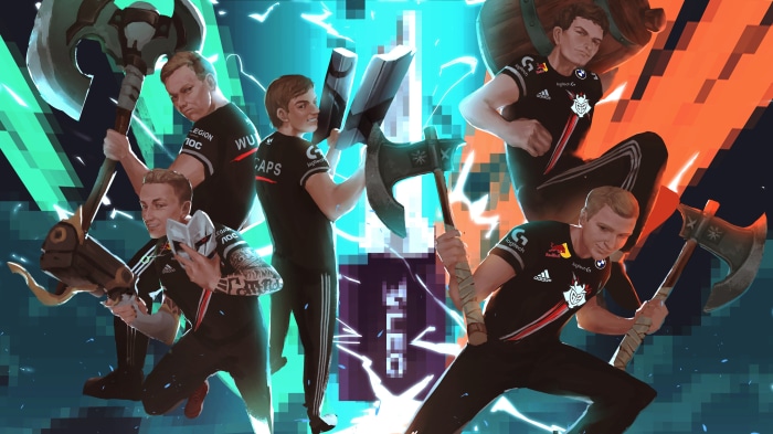 G2 Esports League of Legends players with axes