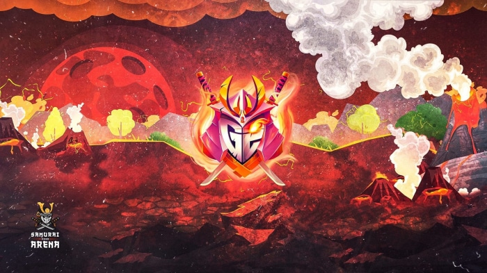 G2 Esports Samurai Arena logo with volcanoes