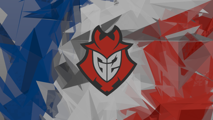 G2 Esports logo on abstract French flag