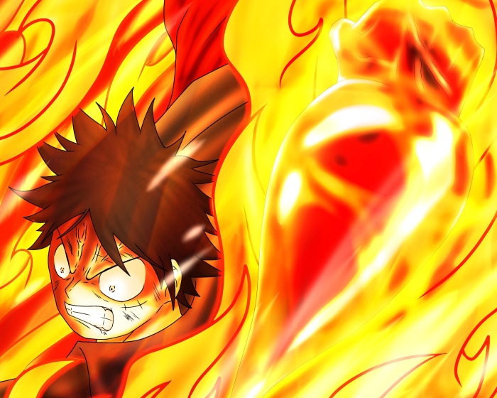 Monkey D. Luffy using Red Roc