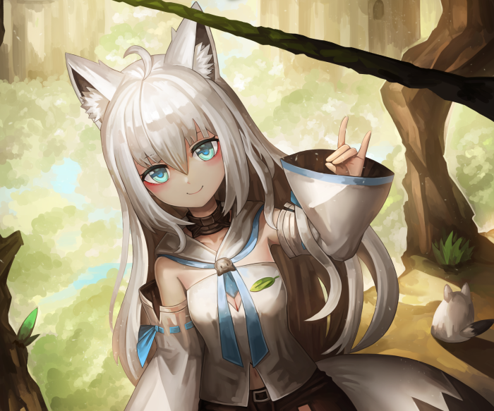 Shirakami Fubuki from Hololive in a forest