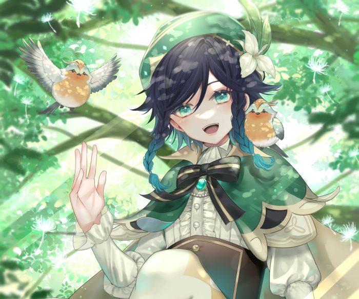 Venti from Genshin Impact with birds