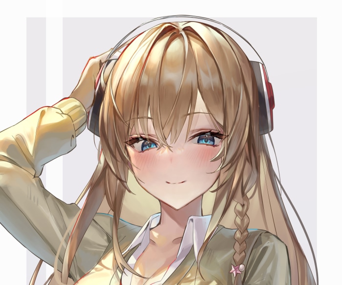 Kongou from Azur Lane with headphones