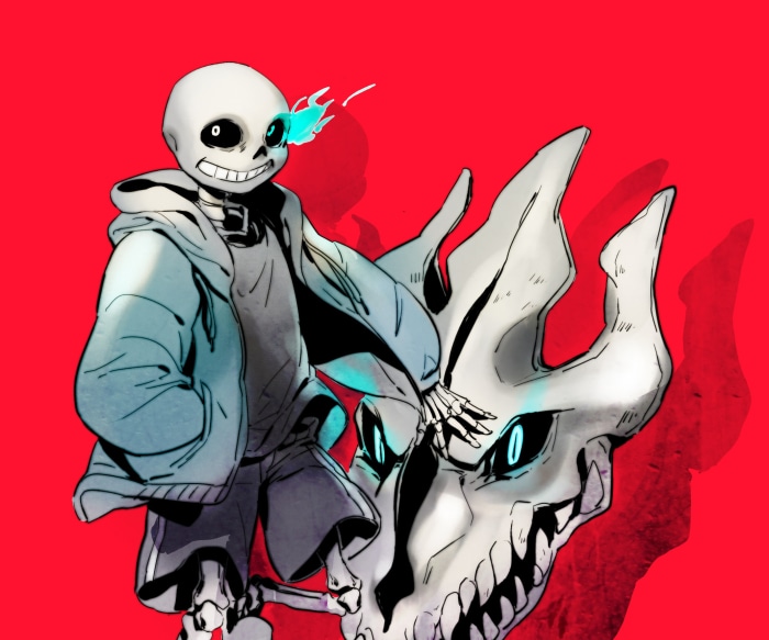 Sans from Undertale with a skull