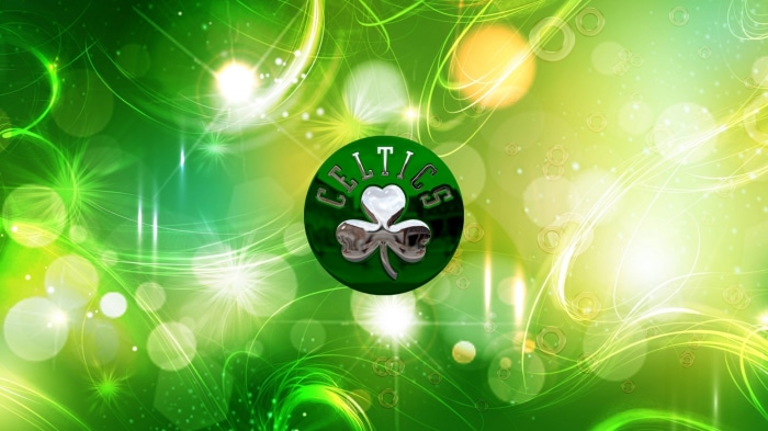 Boston Celtics Logo with Green Abstract Background