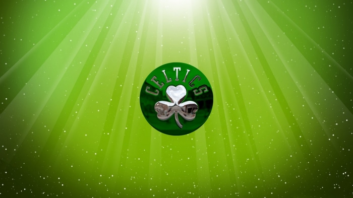 Boston Celtics logo with green light rays