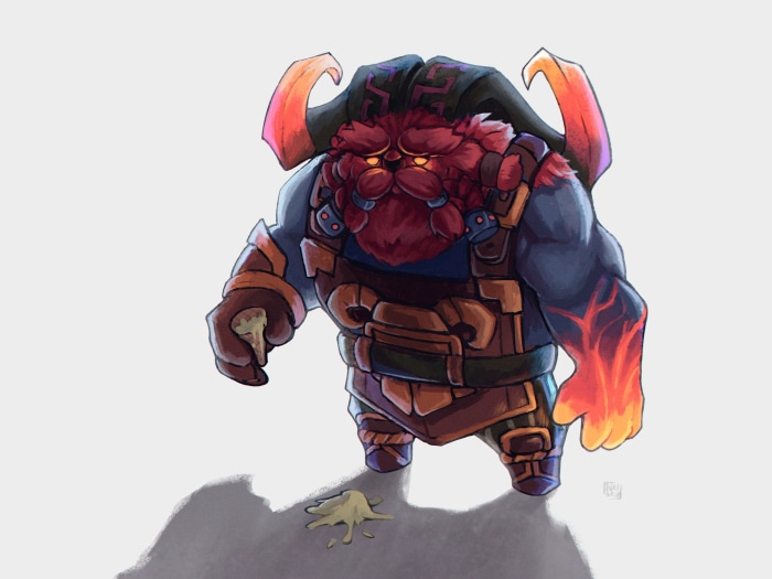 Ornn from League of Legends holding ice cream